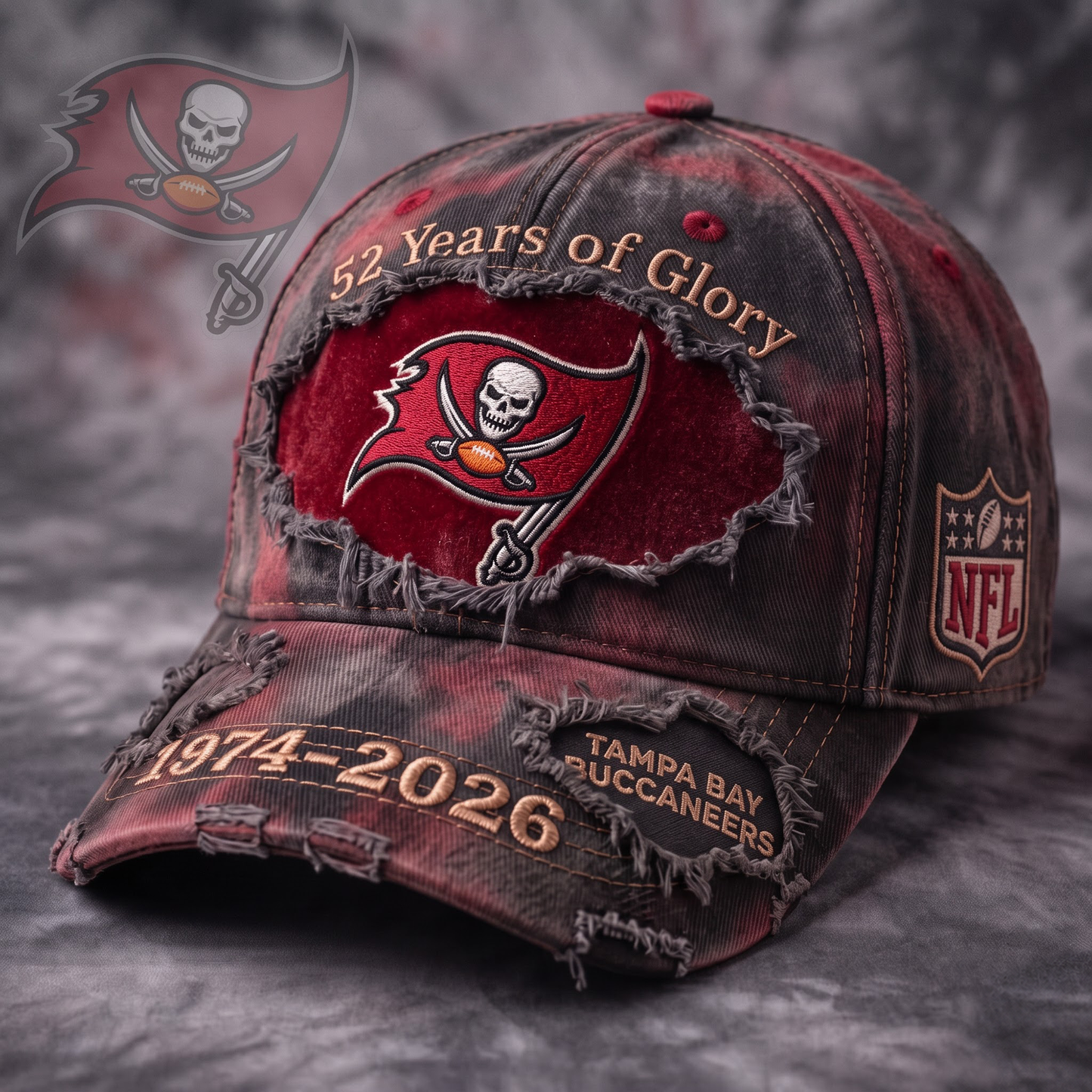 Premium NFL TB Glory Vintage Distressed Embroidered Cap