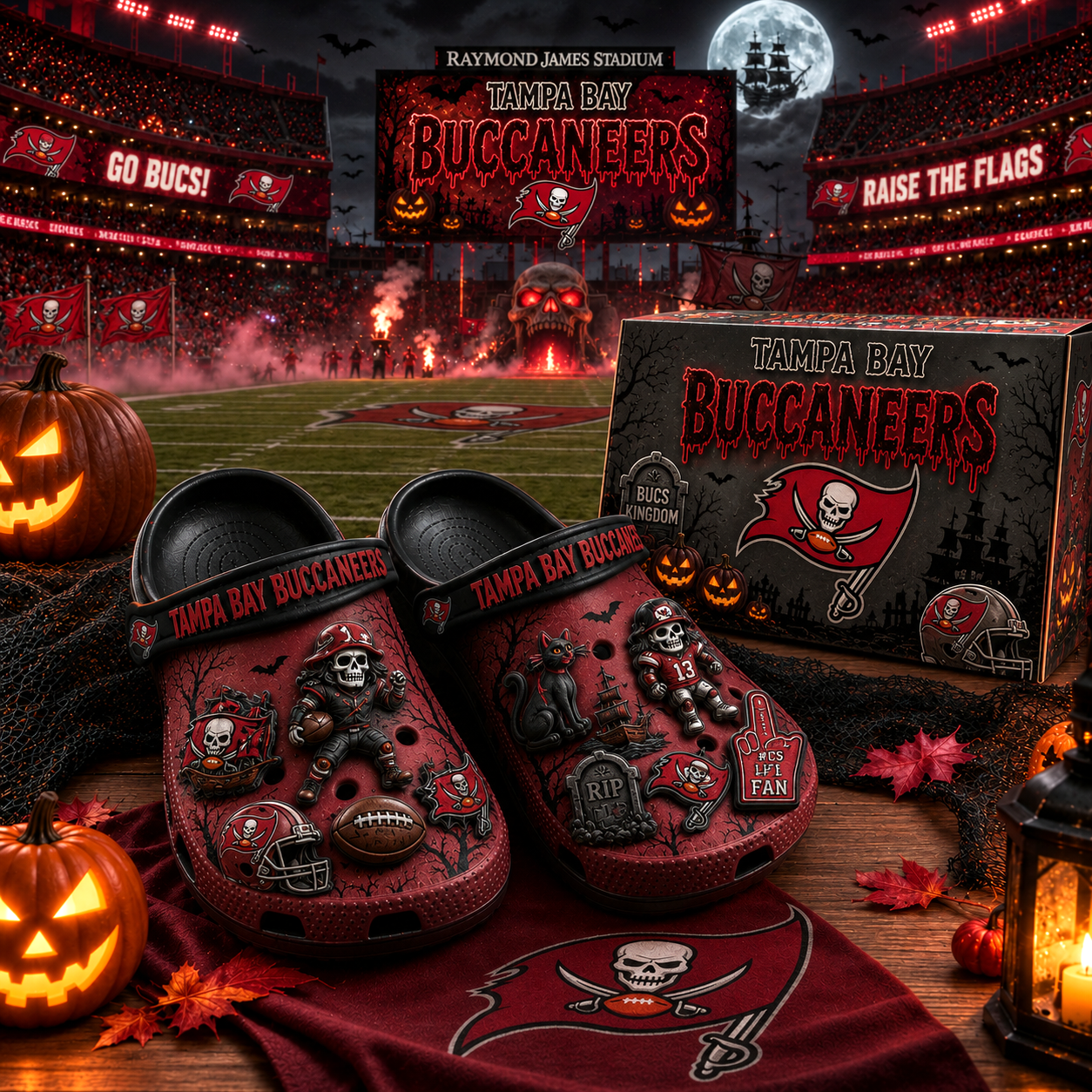 Premium NFL TBB Haunted Game Day Halloween Charm Clogs