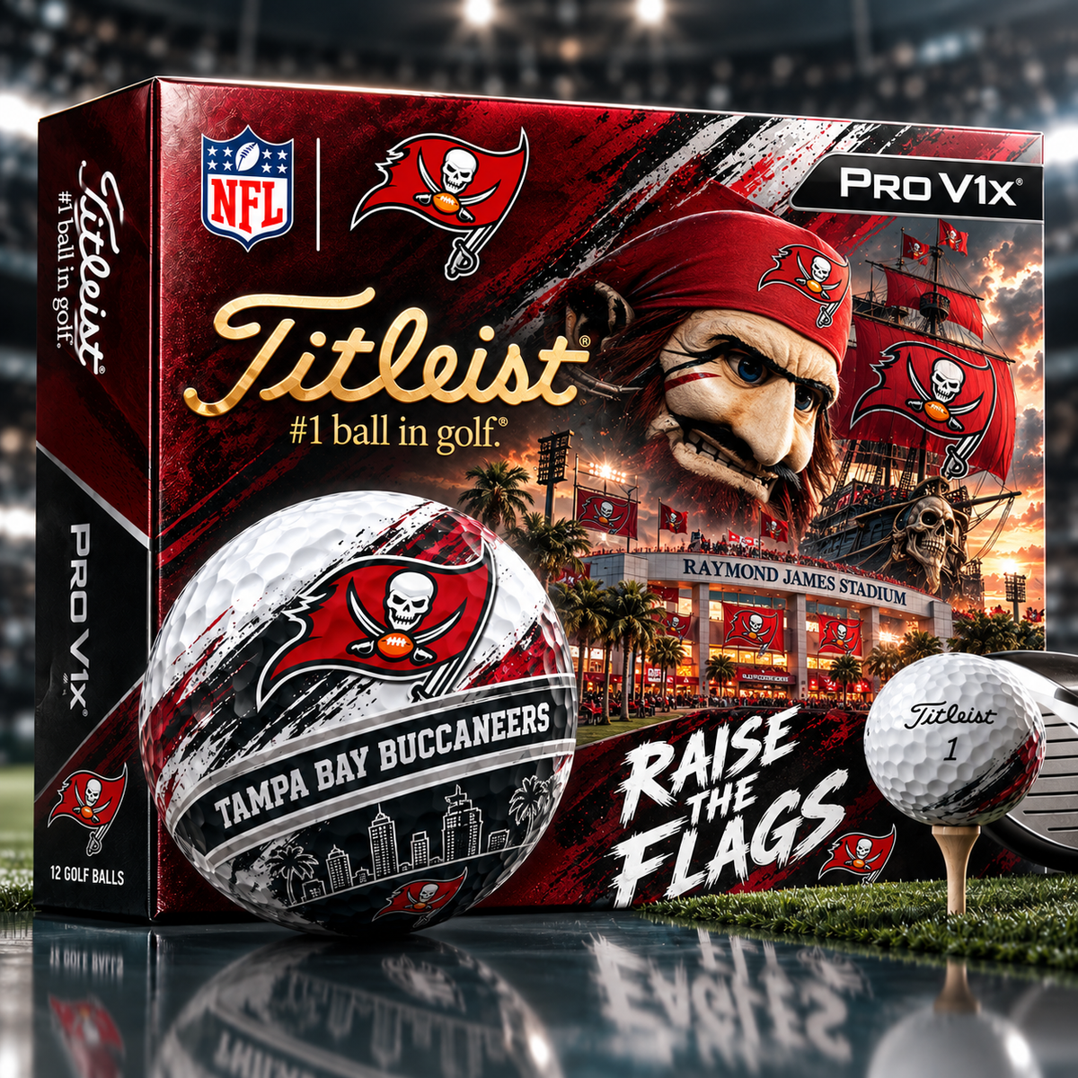 Premium NFL TBB x Titleist Pro V1 Skyline & Stadium Golf Balls Set