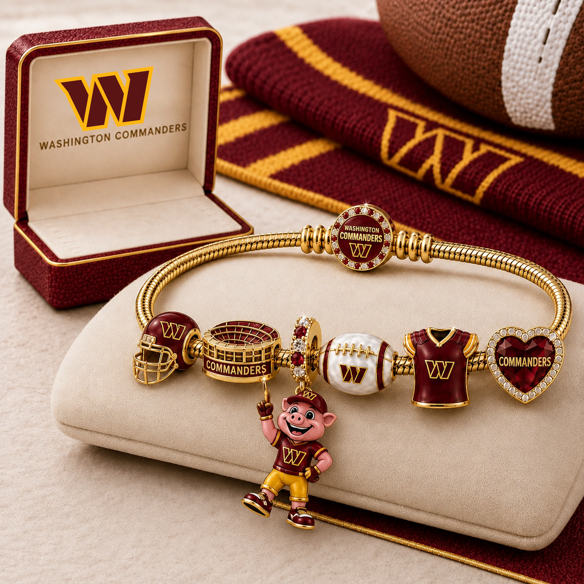 Premium NFL WC Gold Charm Bracelet Set