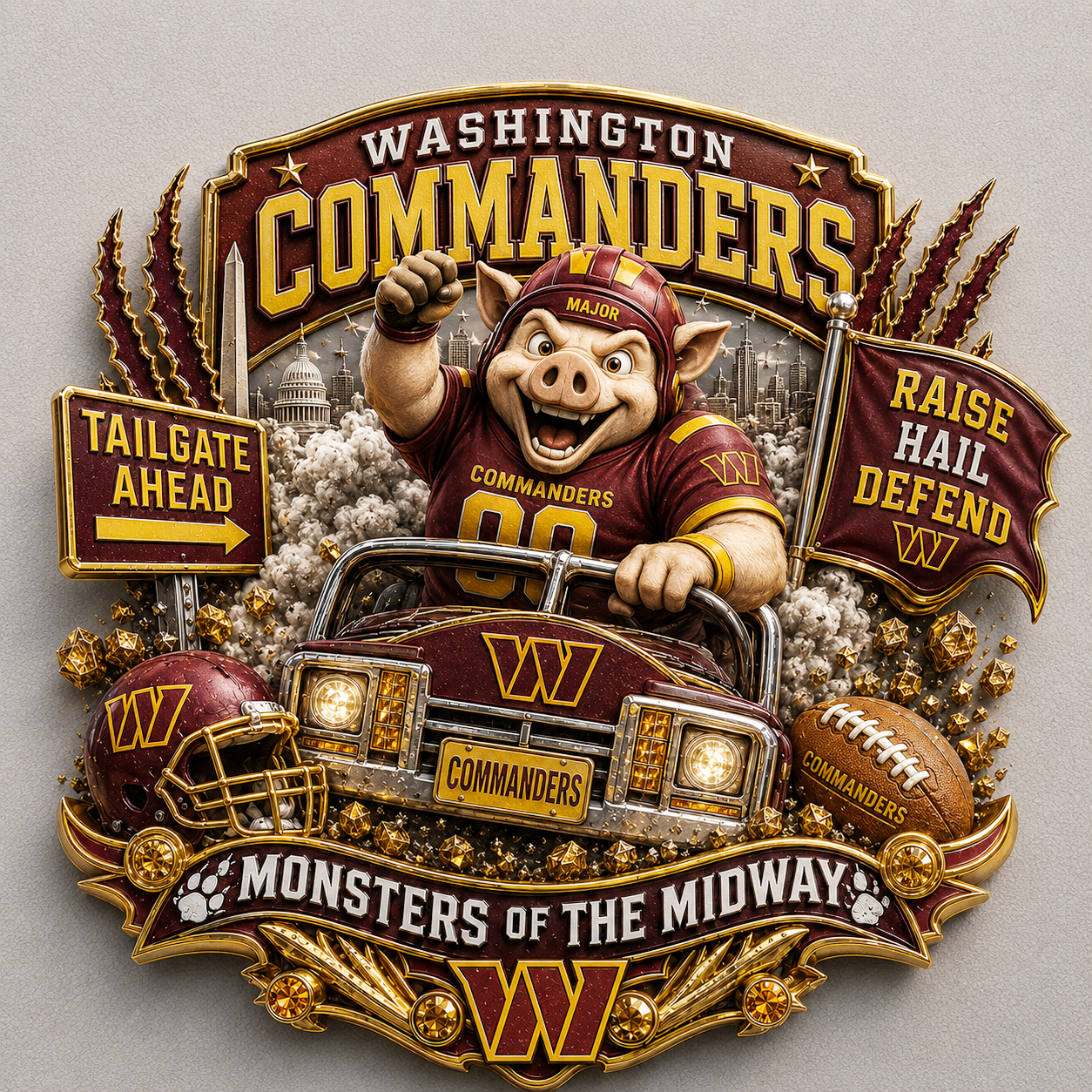 Premium NFL WC Mascot Tailgate 3D Car Visor Clip