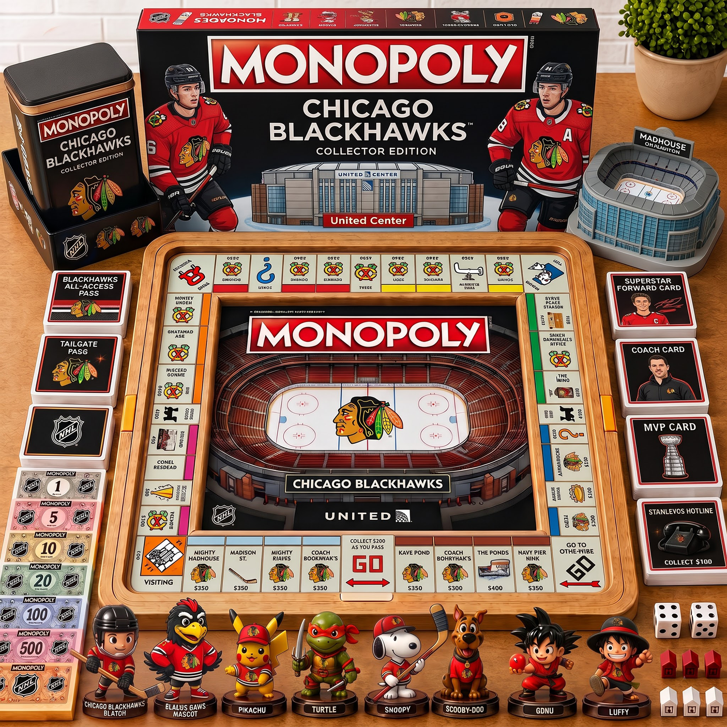 Premium NHL CHI Nest Monopoly Collector’s Edition Board Game V4