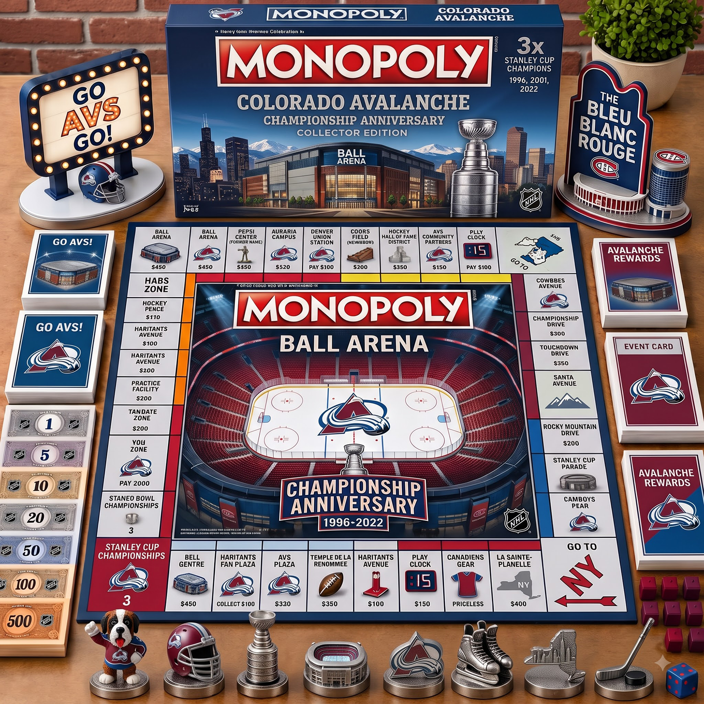 Premium NHL COL Championship Anniversary Monopoly Collector’s Edition Board Game V3
