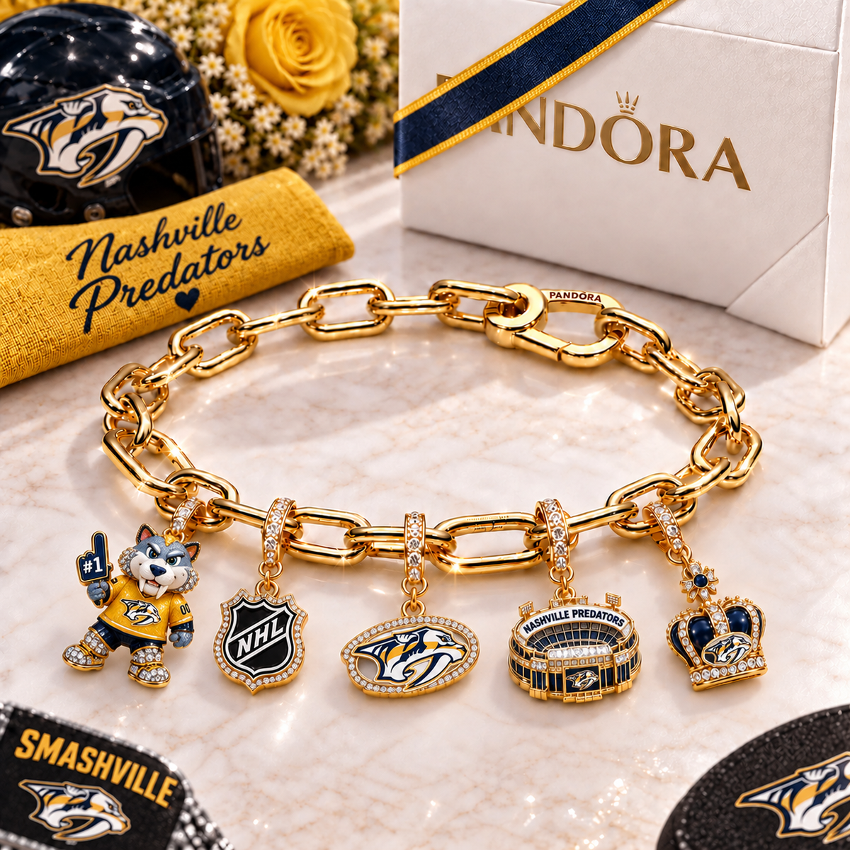 Premium NHL NP Game Day Gold Charm Bracelet V5