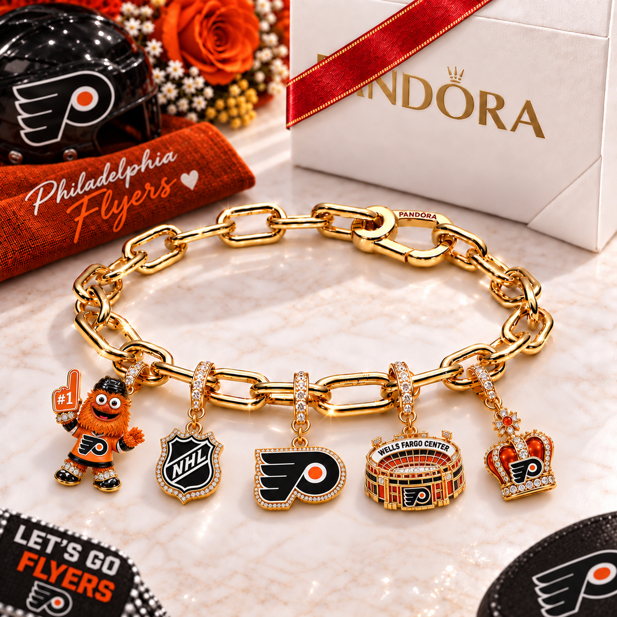 Premium NHL PF Game Day Gold Charm Bracelet V5