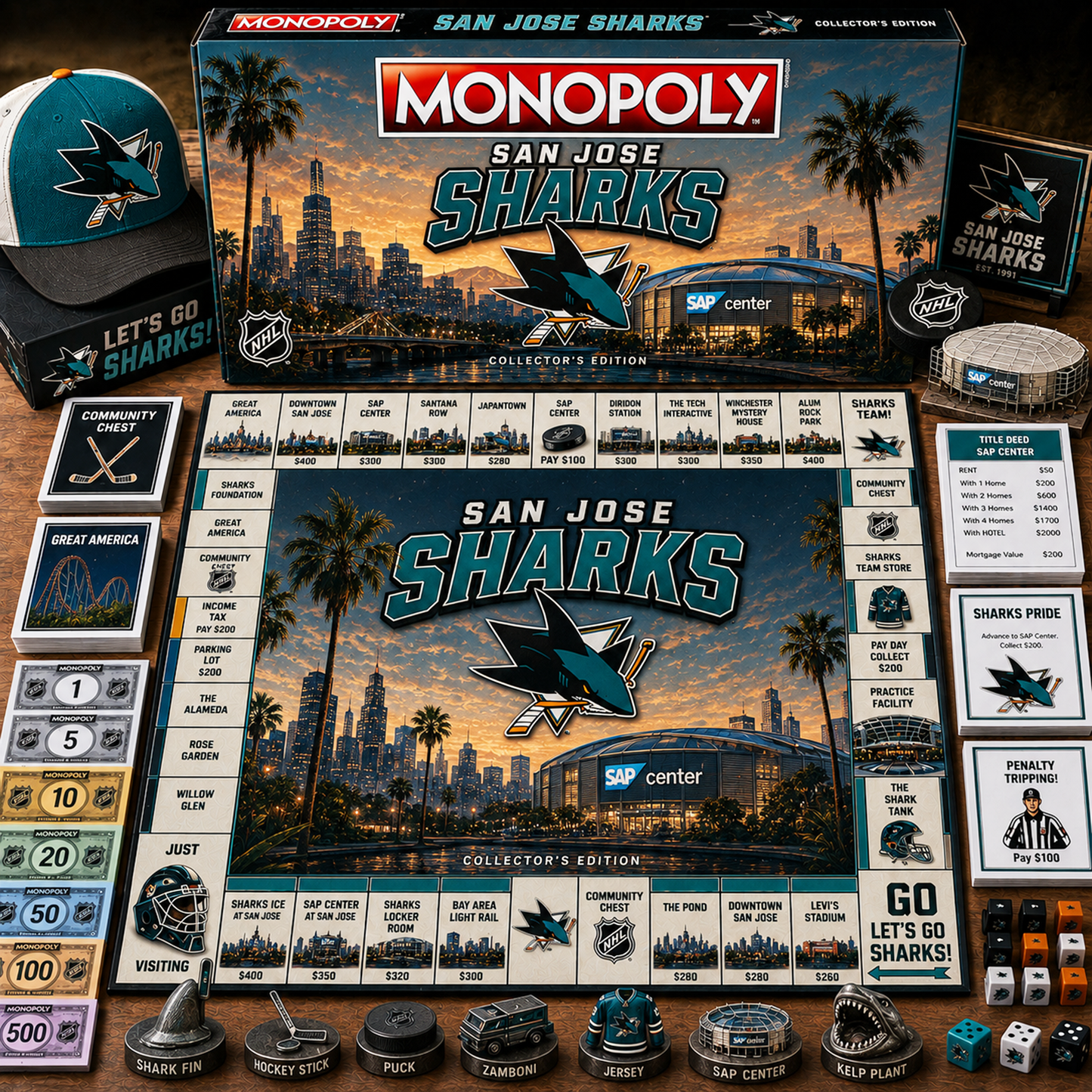 Premium NHL SJS Legacy Monopoly Collector’s Edition Board Game V2 NMD 150826 TTV