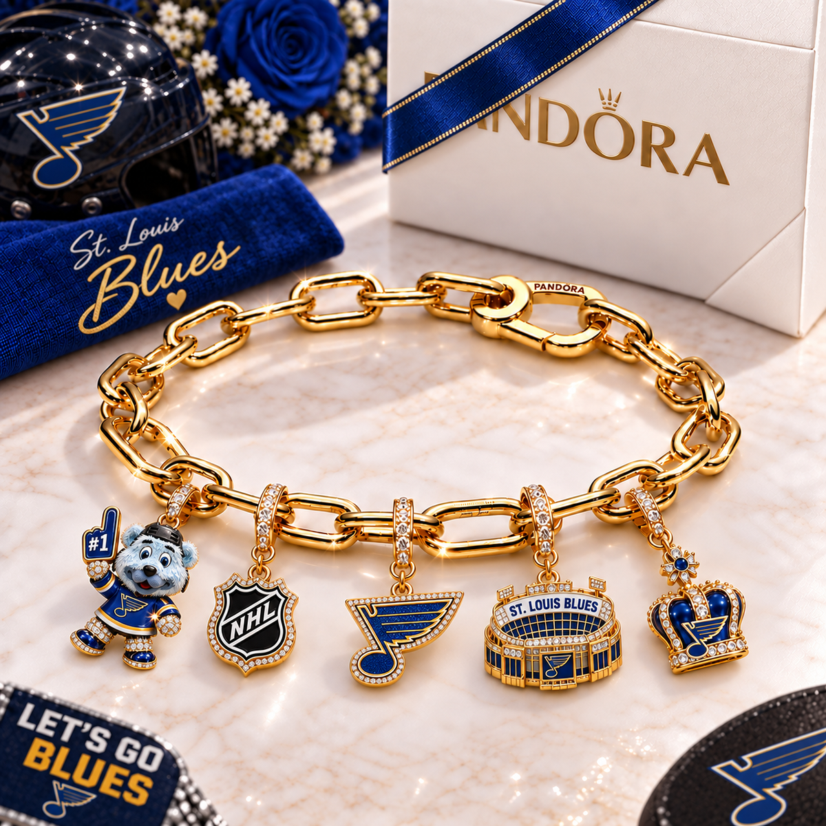 Premium NHL SLB Game Day Gold Charm Bracelet V5