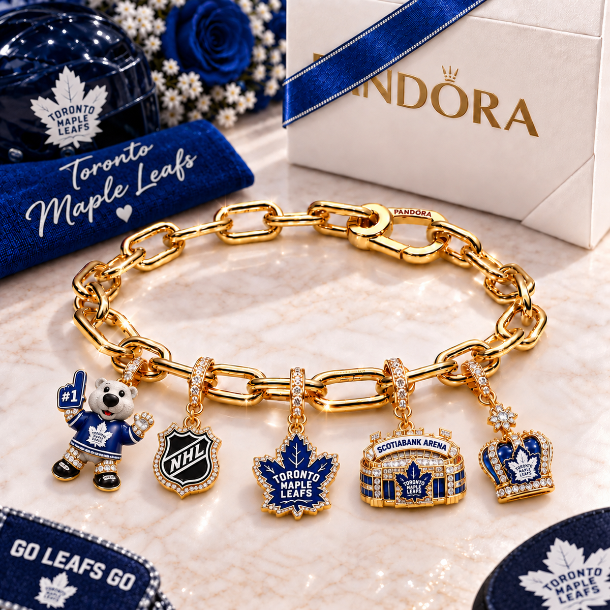 Premium NHL TML Game Day Gold Charm Bracelet V5