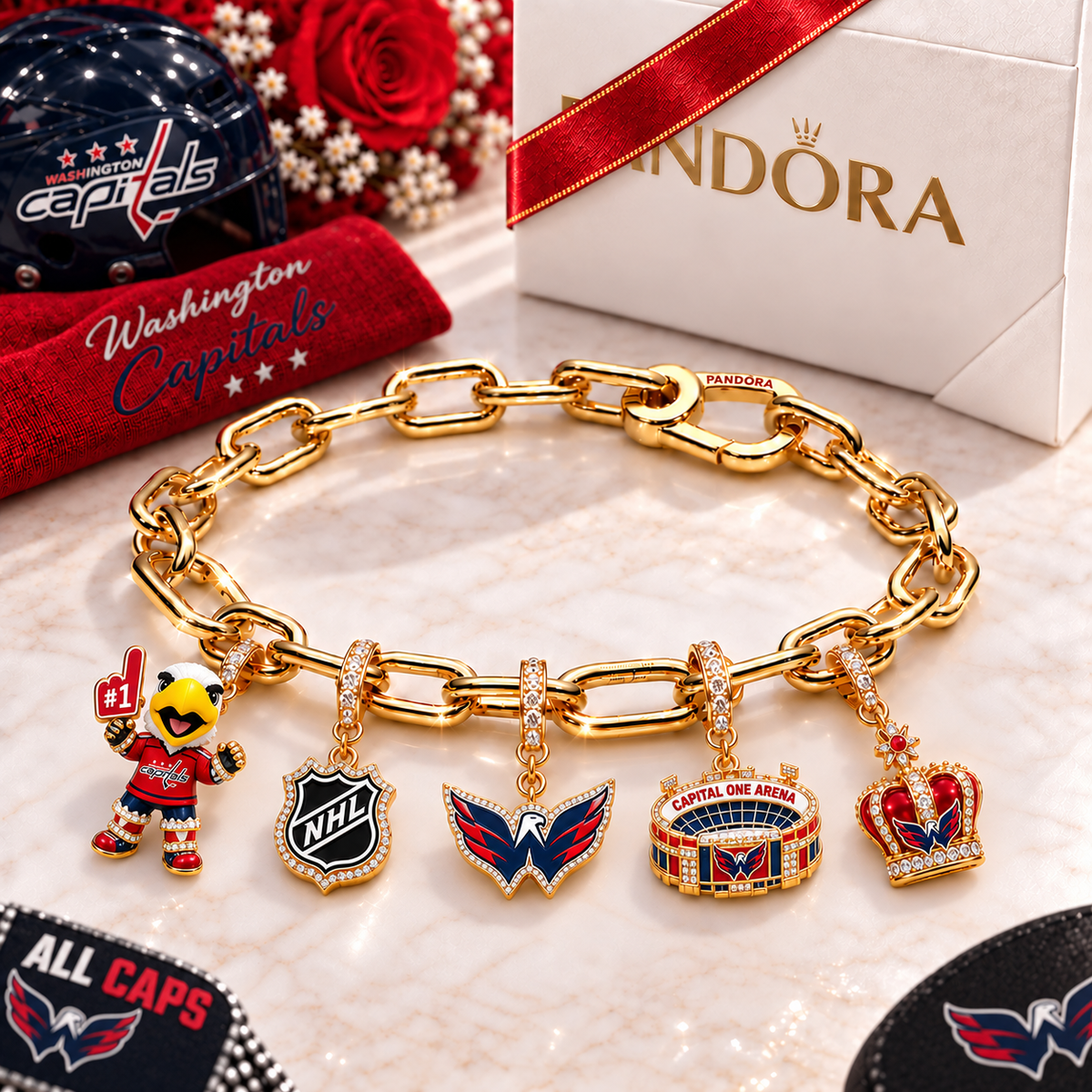 Premium NHL WC Game Day Gold Charm Bracelet V5