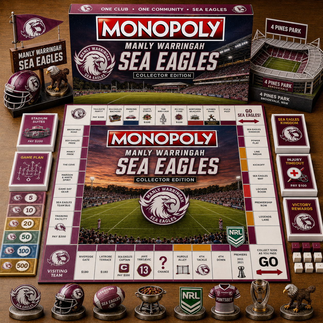 Premium NRL MWSE Game Night Monopoly Collector’s Edition Board Game V5
