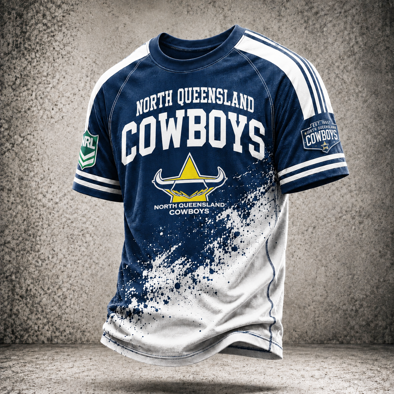 Premium NRL NQC Vintage Paint Splatter Performance T-Shirt