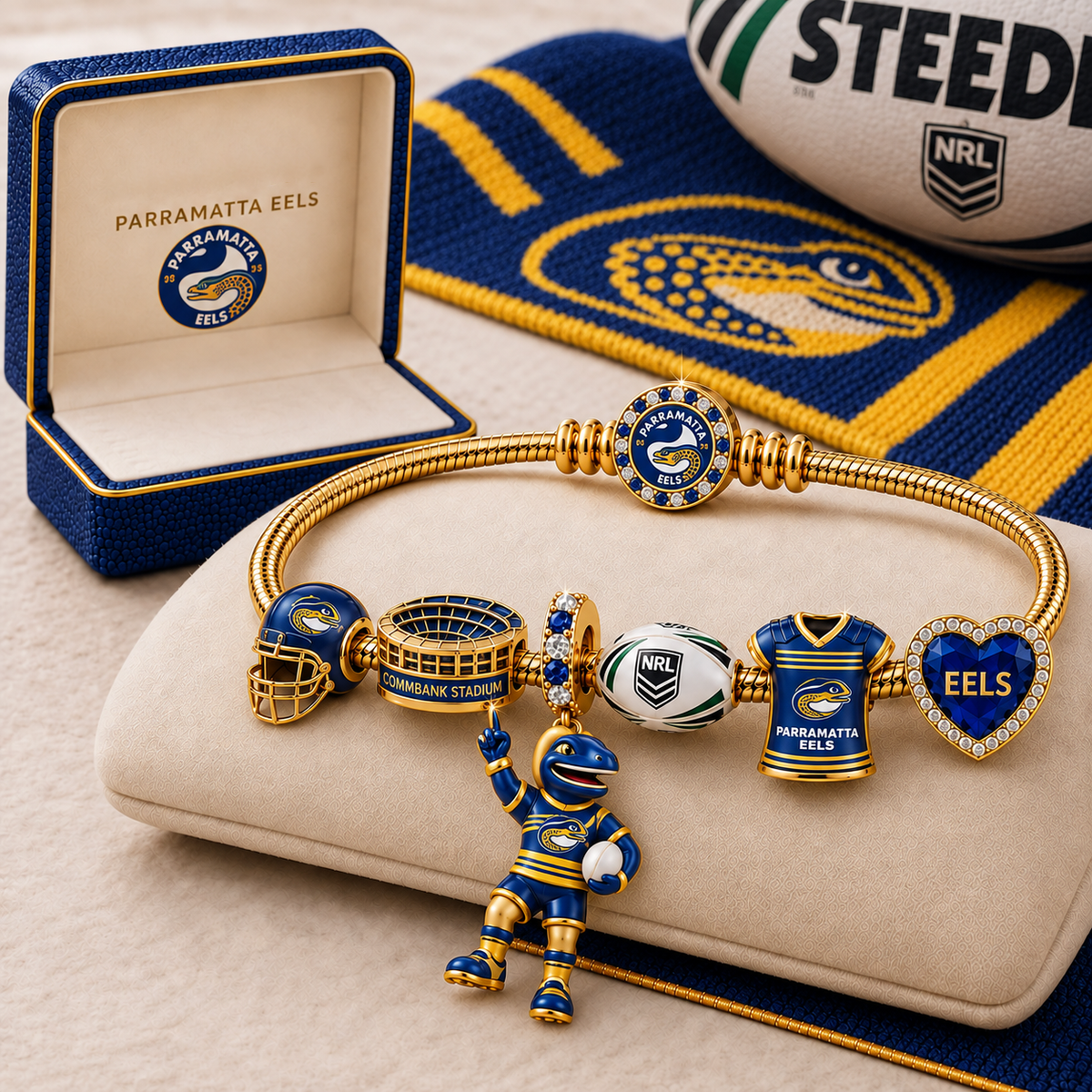 Premium NRL PE Gold Charm Bracelet Set