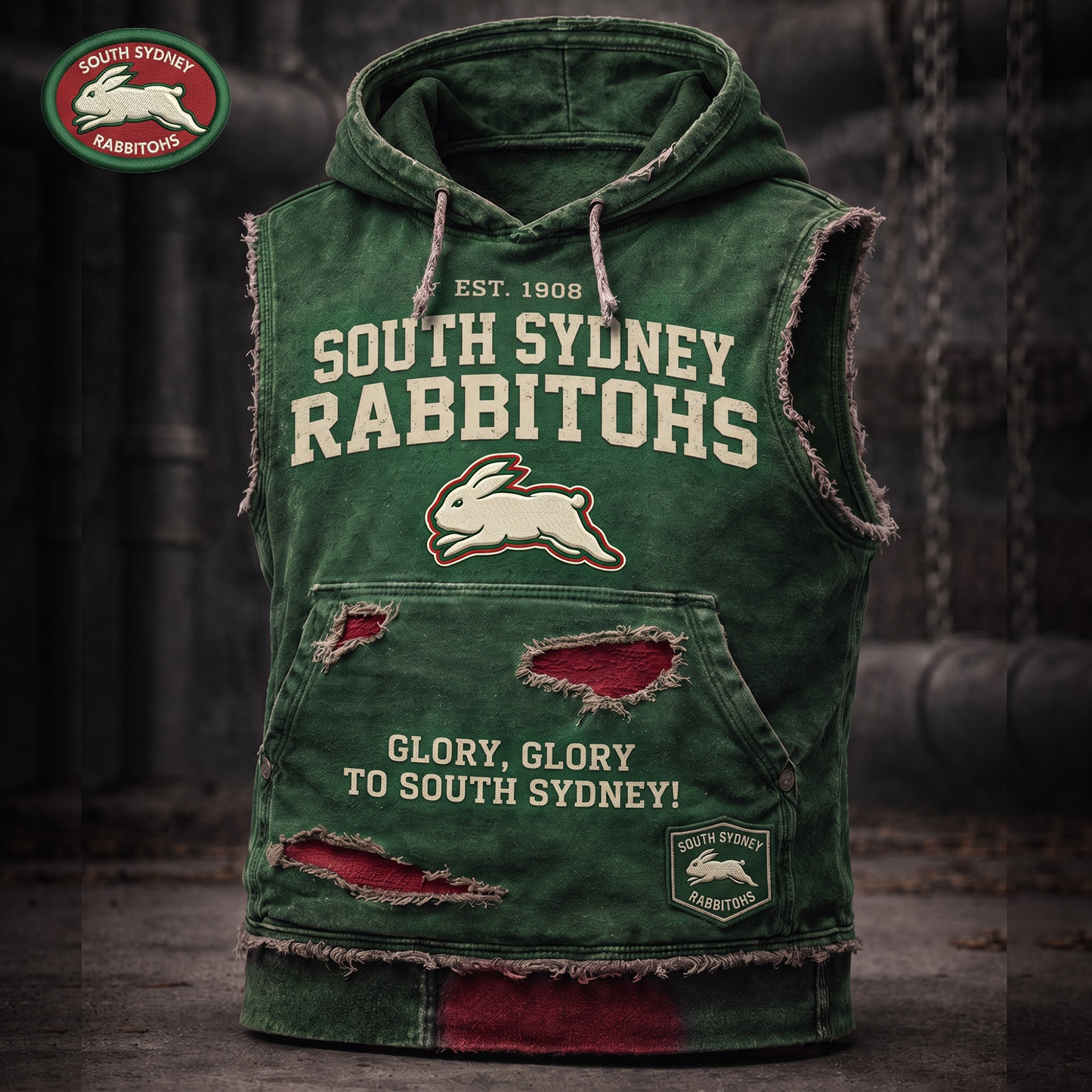 Premium NRL SSR Vintage Distressed Hooded Tank