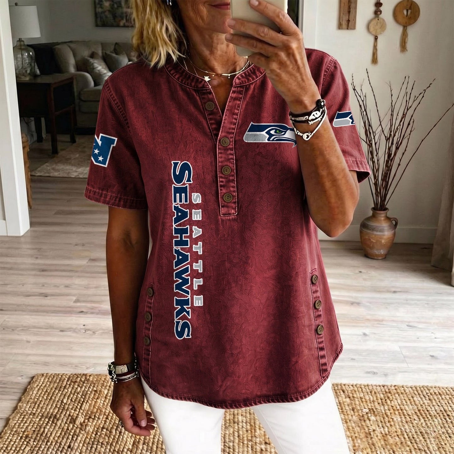 SEA x NFL Women’???s Denim Casual Tops DATND LBN 190526