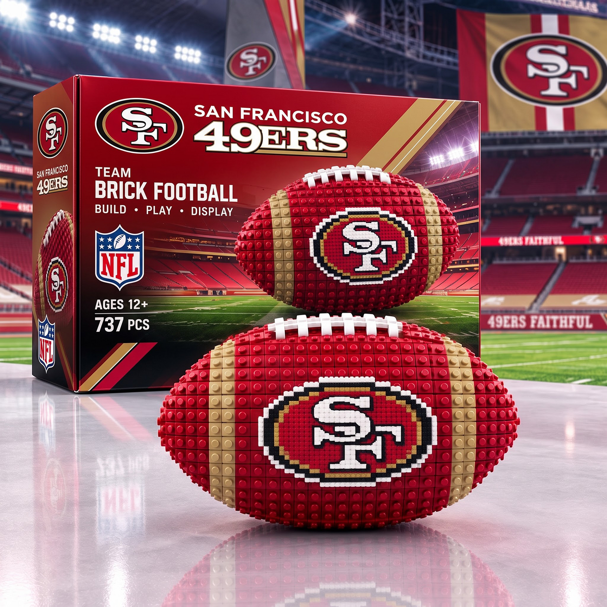 SF X NFL Team Brick Football Building Set 3D Bricks Collector Model