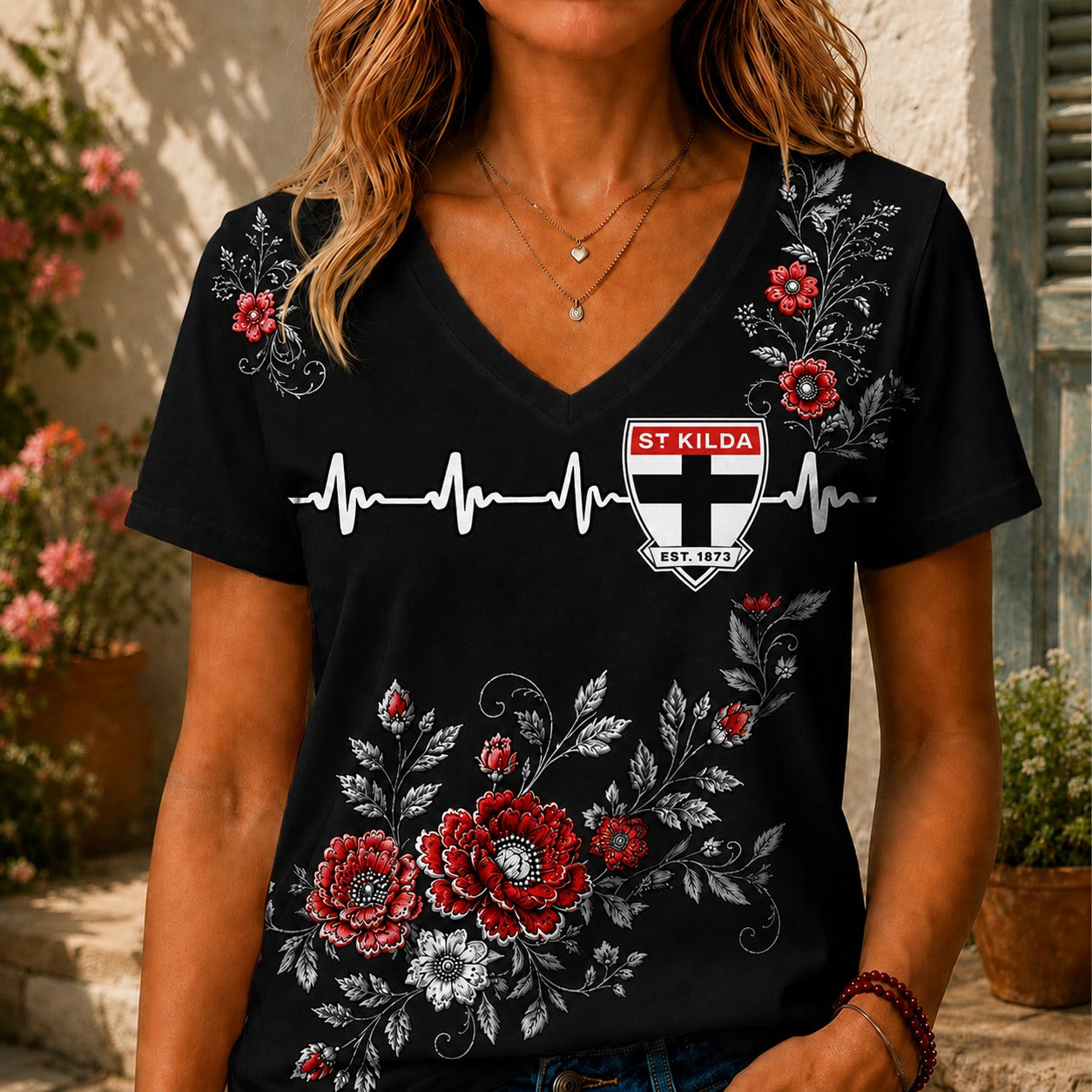 SK x AFL Luxury Women V-Neck Shirt
