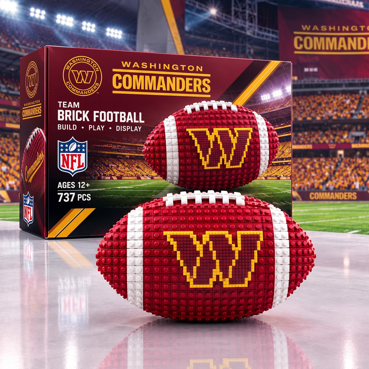 WAS X NFL Team Brick Football Building Set 3D Bricks Collector Model