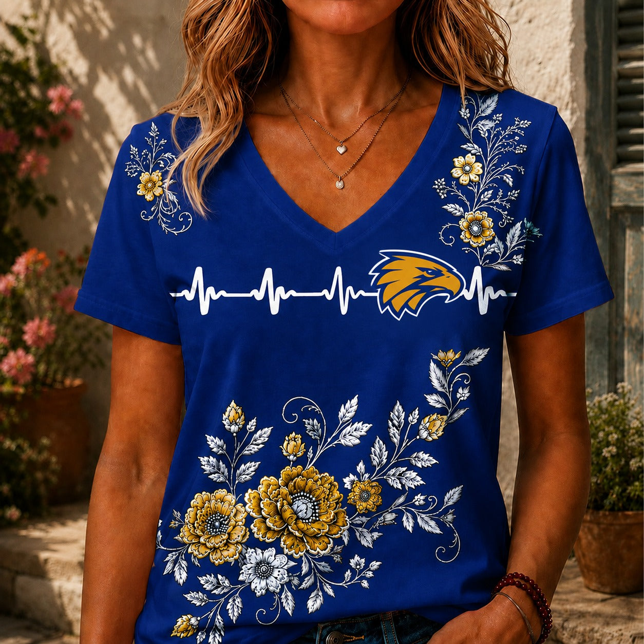 WCE x AFL Luxury Women V-Neck Shirt