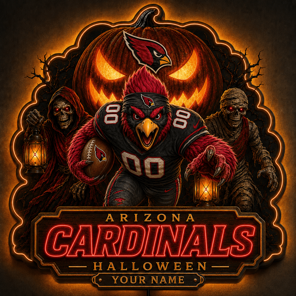 AC x NFL Halloween Personalized Acrylic Wall Led Sign Colorful Colors Gifts For Fan