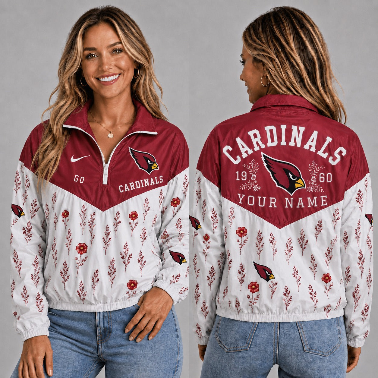 AC x NFL Personalized Women Quarter Zip Jacket