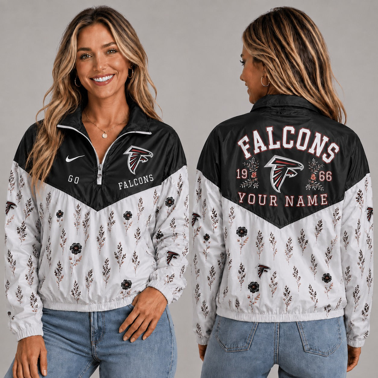 AF x NFL Personalized Women Quarter Zip Jacket