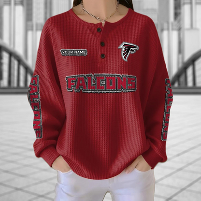 ATL x NFL Personalized Waffle Knit Henley Sweatshirt 2005 DatND DVT