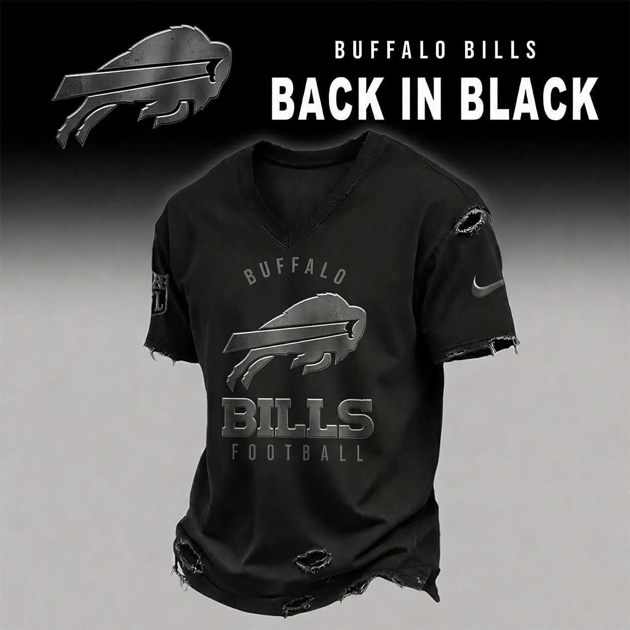 BB x NFL Back In Black V-neck Shirt 290626