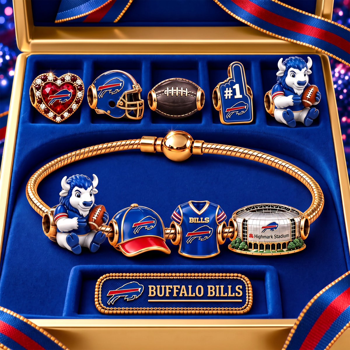 BB x Premium NFL Fan Charm Bracelet - Pandora Style Sports Charm Set