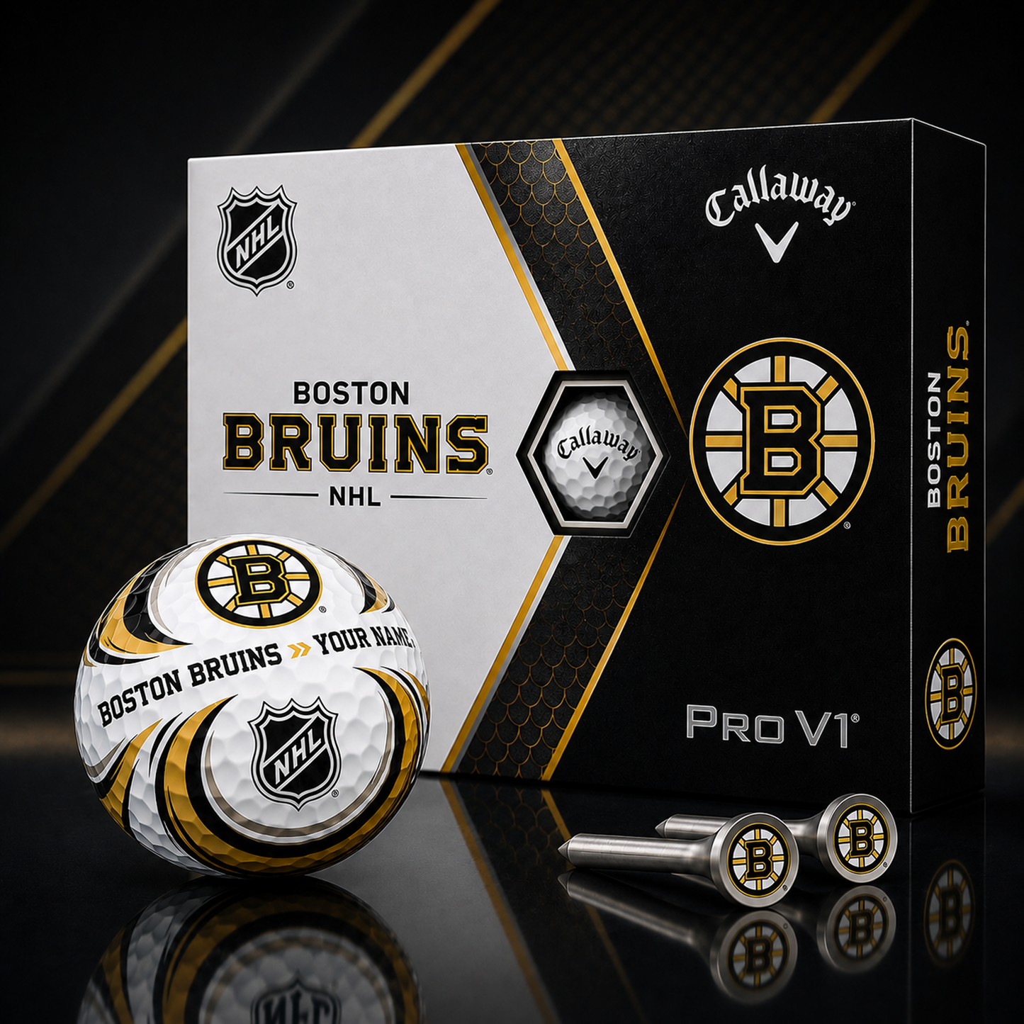 BOS X PREMIUM NHL PERSONALIZED PRO V1 GOLF BALL SET COLLECTOR EDITION