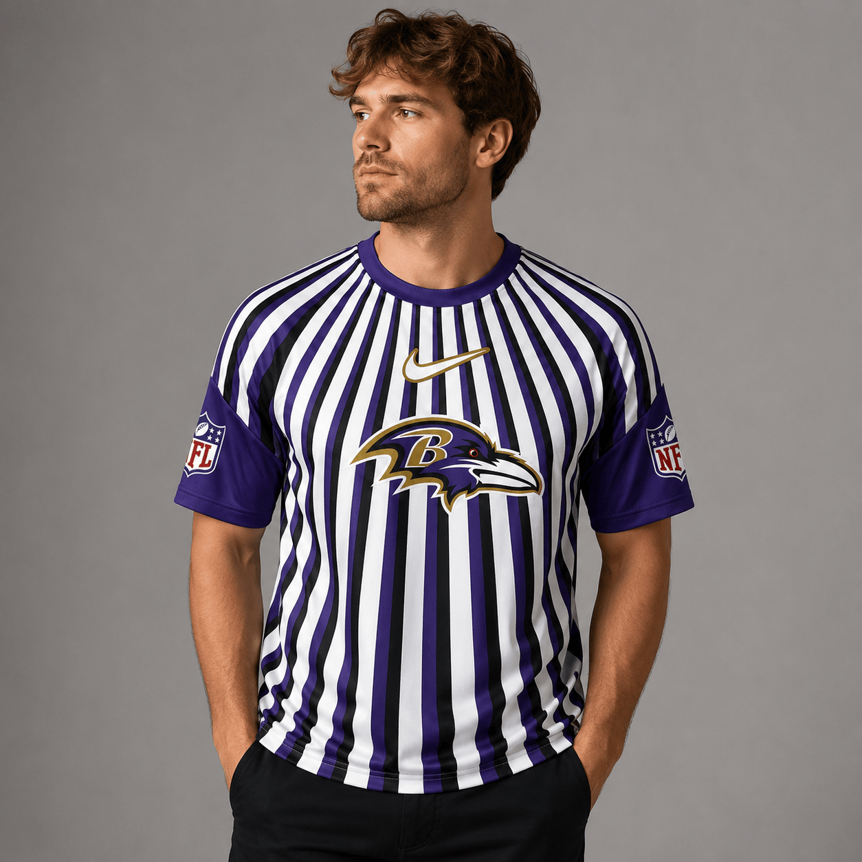BR Premium NFL Men’s Athletic Vertical Stripe T-Shirt