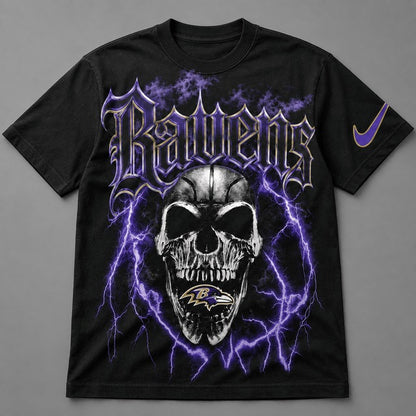 BR Premium NFL Premium Skull Lightning Graphic T-Shirt