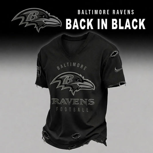 BR x NFL Back In Black V-neck Shirt 290626