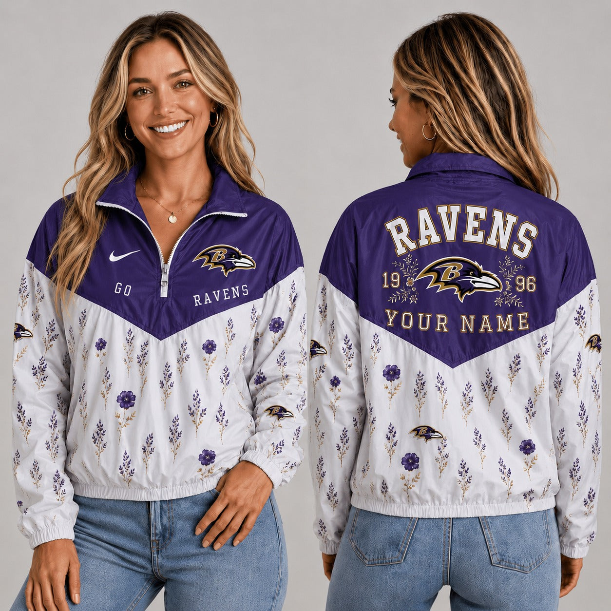 BR x NFL Personalized Women Quarter Zip Jacket