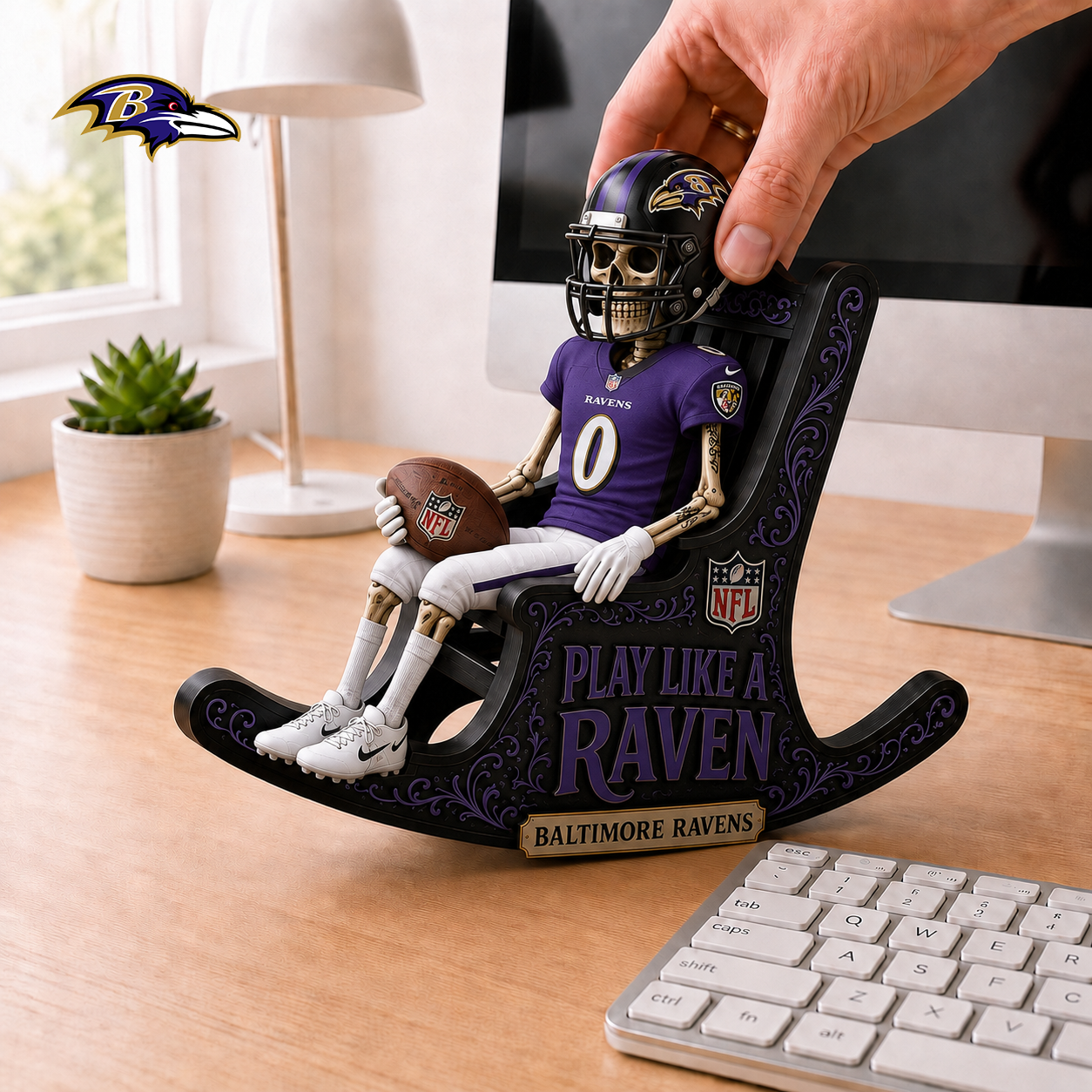 BR x NFL Skeleton Rocking Chair Custom Shape 3 Layers