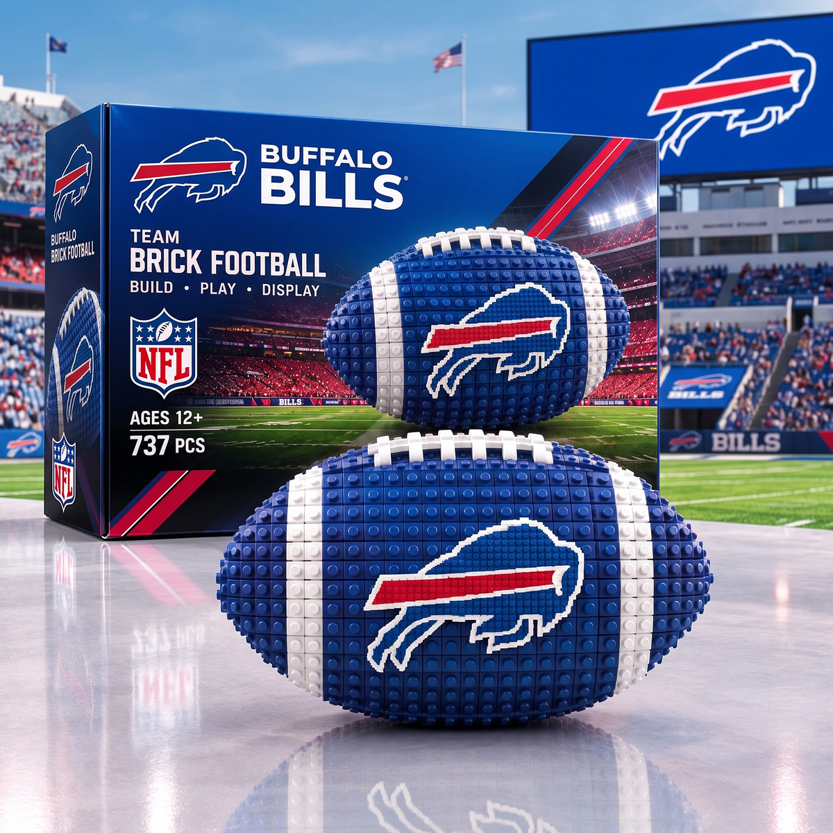 BUF X NFL Team Brick Football Building Set 3D Bricks Collector Model