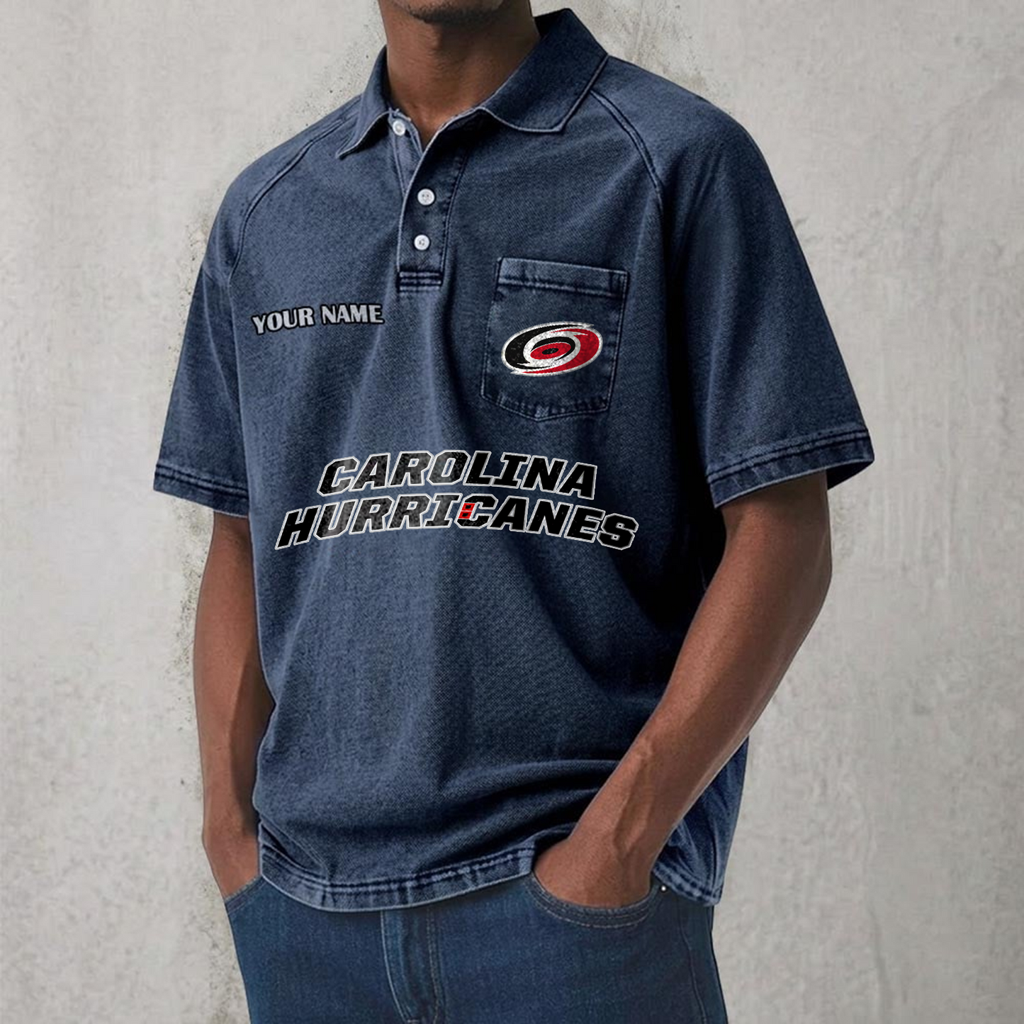 CAR x NHL Men's Distressed Turn-Down Collar Polo DATND TANTD 250526