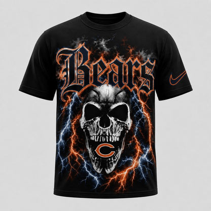 CHI Premium NFL Premium Skull Lightning Graphic T-Shirt