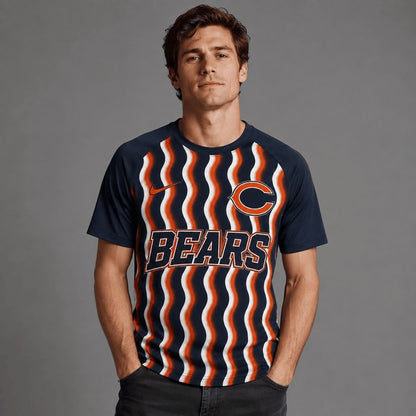 CHI Premium NFL Retro Wavy Pattern Athletic T-Shirt