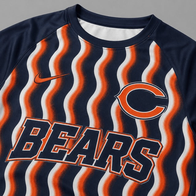 CHI Premium NFL Retro Wavy Pattern Athletic T-Shirt