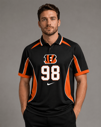 CIN Premium NFL Custom Number Sports Style Polo Shirt