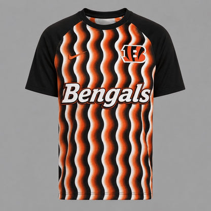 CIN Premium NFL Retro Wavy Pattern Athletic T-Shirt