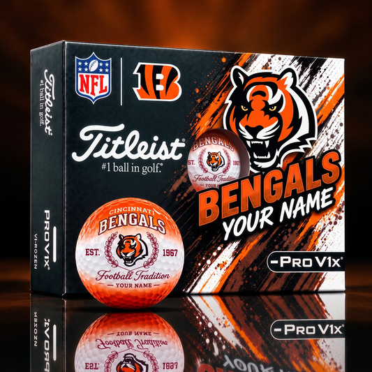 CIN X PERSONALIZED NFL MAKER-MADE TITLEIST PRO V1X GOLF BALLS