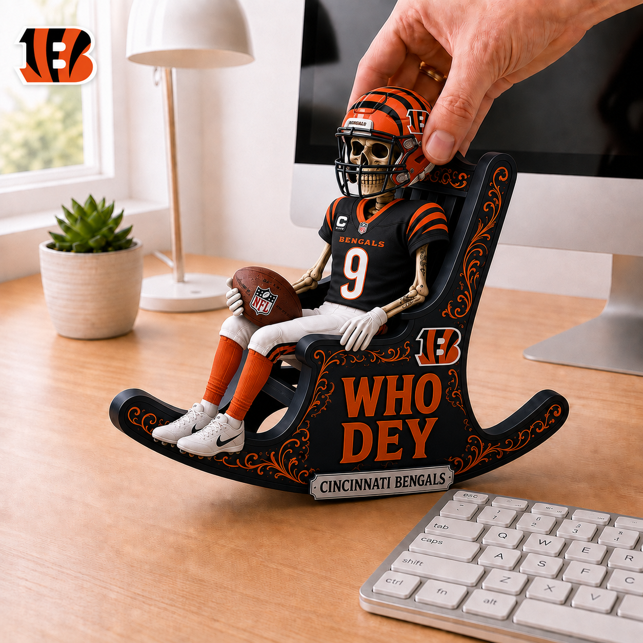 CIN x NFL Skeleton Rocking Chair Custom Shape 3 Layers