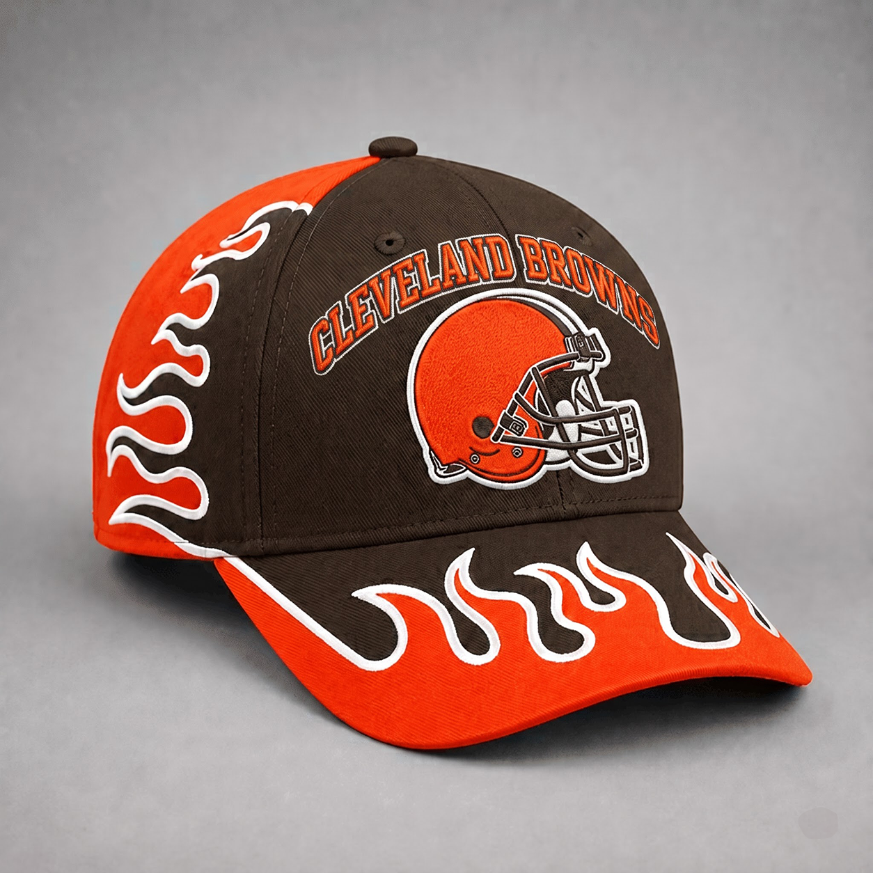 CLE Premium NFL Flame Curved Brim Baseball Cap