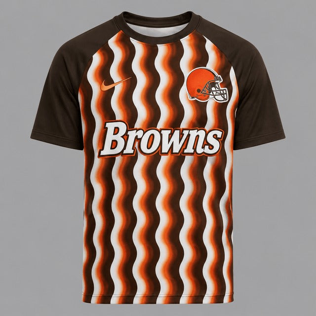 CLE Premium NFL Retro Wavy Pattern Athletic T-Shirt