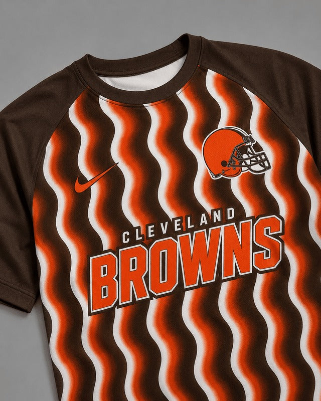 CLE Premium NFL Retro Wavy Pattern Athletic T-Shirt
