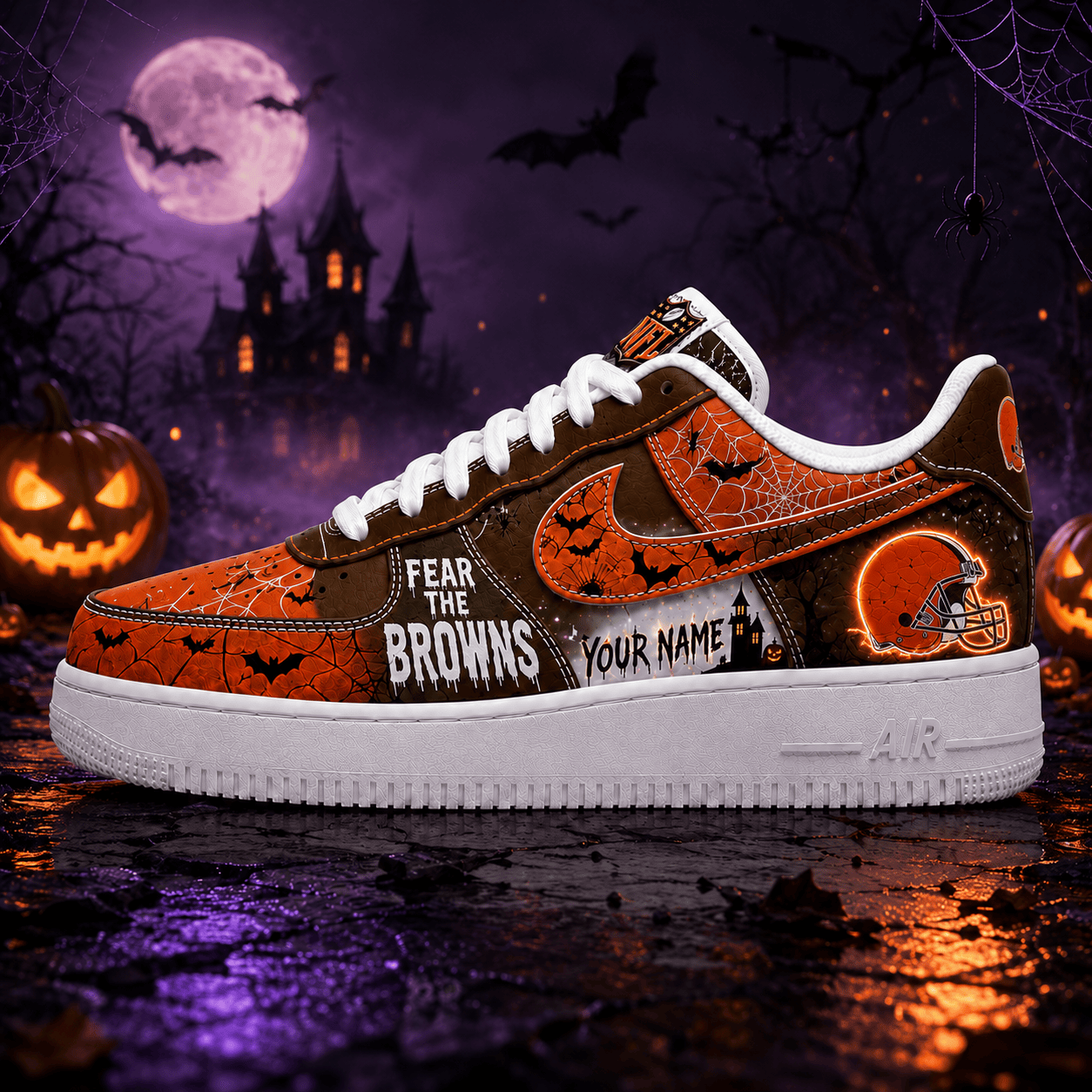 CLE x Premium NFL Fear The Team Halloween AF1 Sneakers