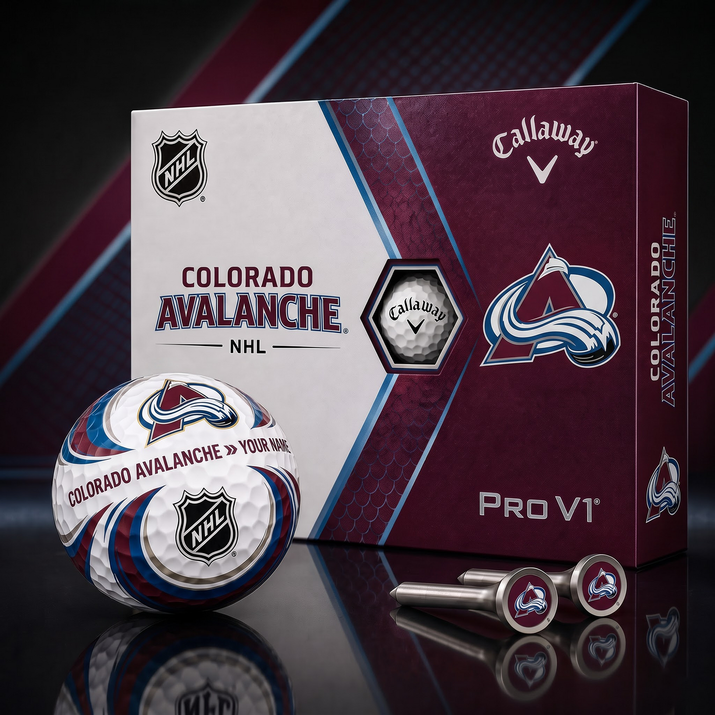 COL X PREMIUM NHL PERSONALIZED PRO V1 GOLF BALL SET COLLECTOR EDITION