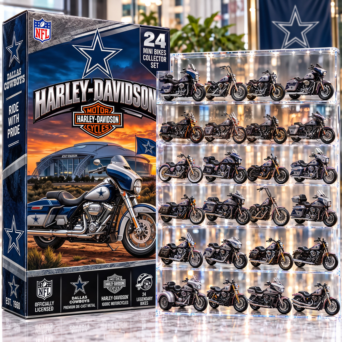 DAL X NFL 24-Day Countdown Blink Box Cruiser Motorcycles Set