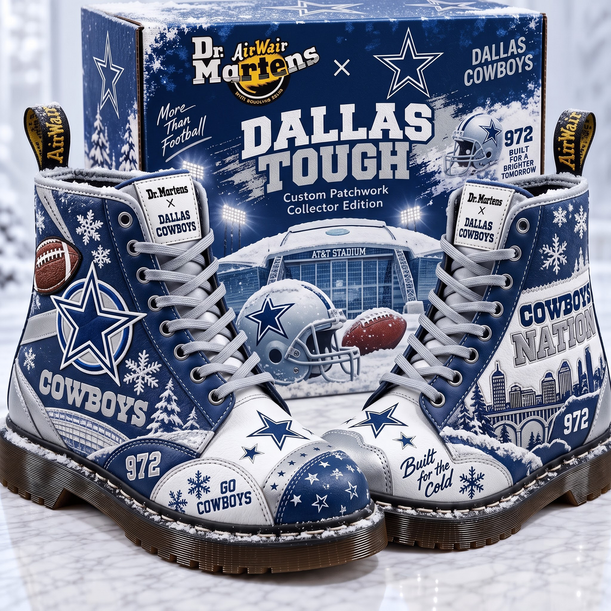 DAL X Premium NFL Leather Lace-Up Boots